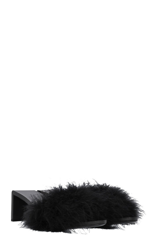 BALENCIAGA Mono Feather Mules Black
