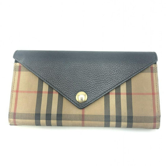 Burberry  Navy Leather Long Wallet (Bi-Fold) ()