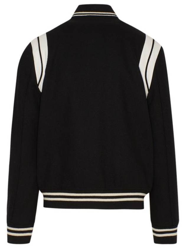 Saint Laurent Teddy Bomber Jacket in Wool Black White