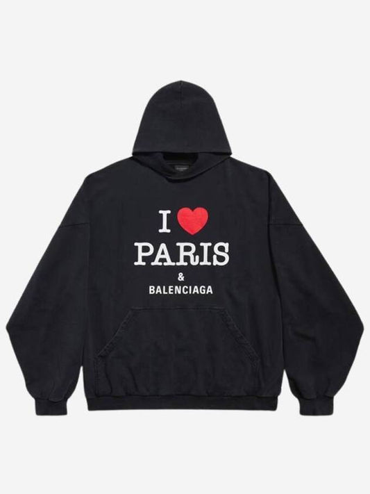 Balenciaga I Love Paris Large Fit Hoodie Black