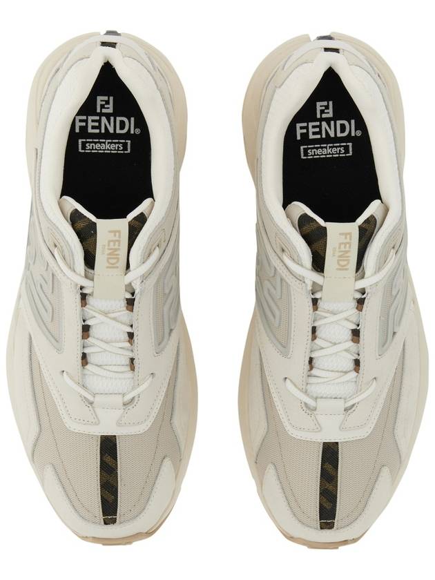 Fendi Fester Trainer Nubuck Leather Low Top Sneakers White