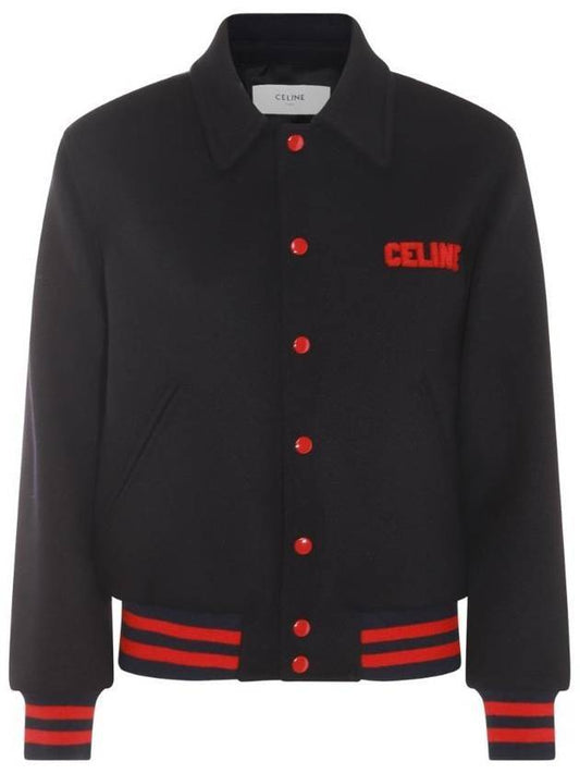 CELINE Paris Teddy Jacket in Textured Wool Navy