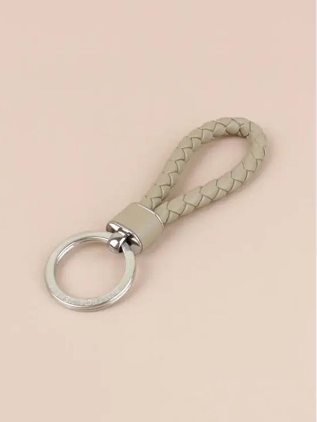 Bottega Veneta Intrecciato Leather Key Holder Travertine