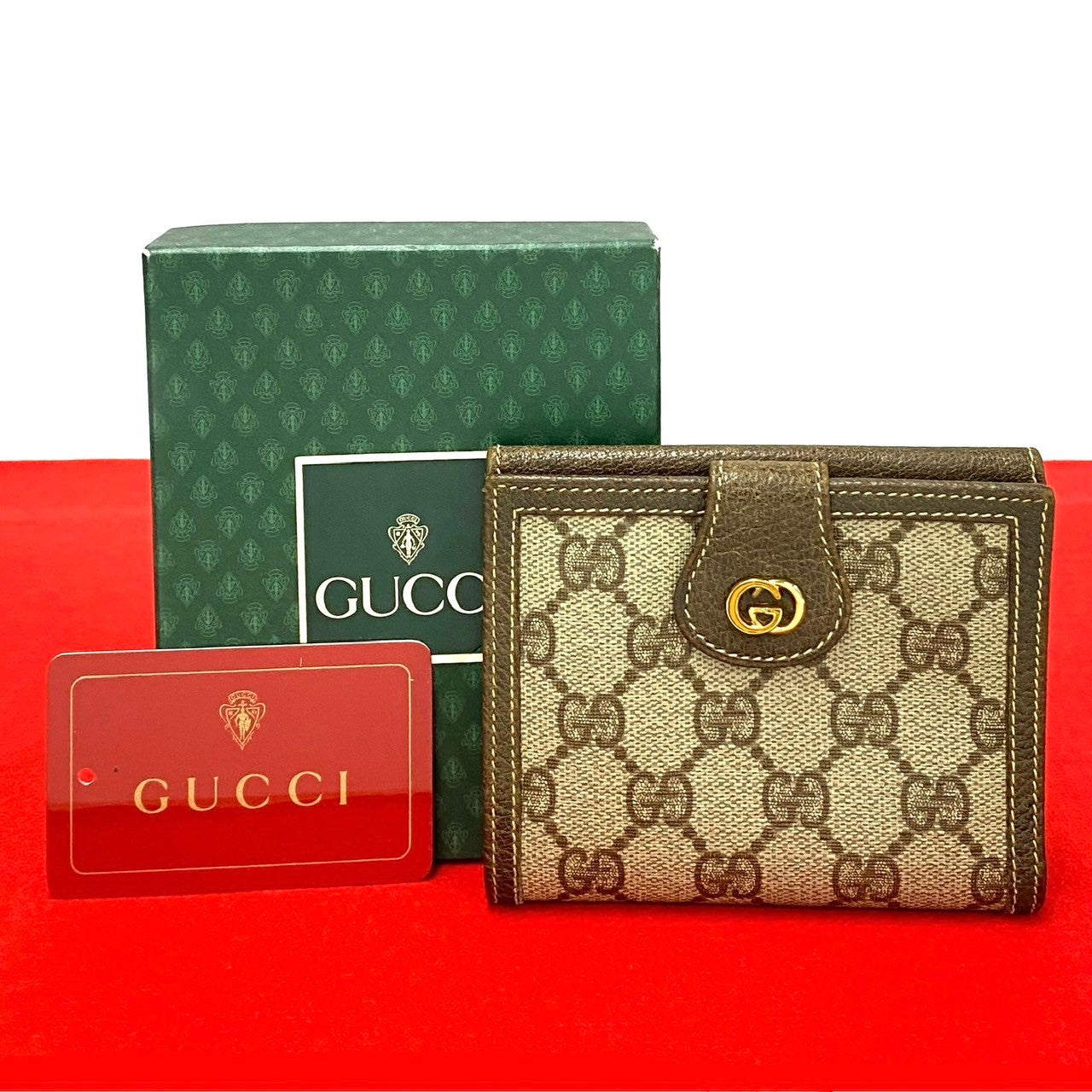 Gucci Vintage GG Logo Leather Bifold Wallet Brown
