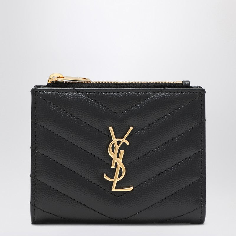 Saint Laurent Black Cassandre Matelassé Bi-Fold Wallet Women