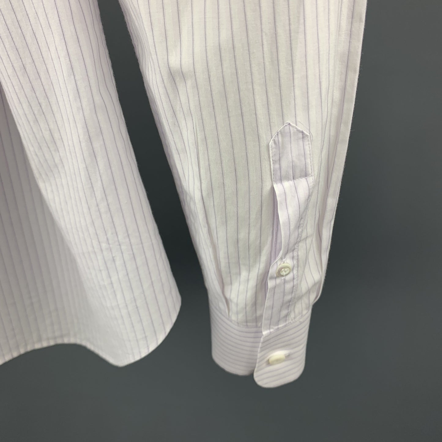 PRADA Size M Lavender Stripe Cotton Button Up Long Sleeve Shirt