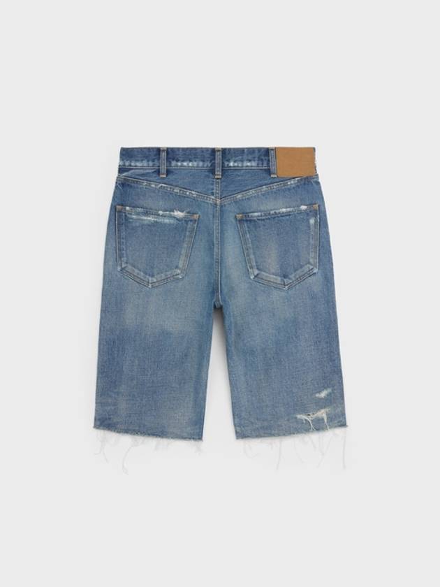 CELINE Kurt Distress Straight Shorts Blue