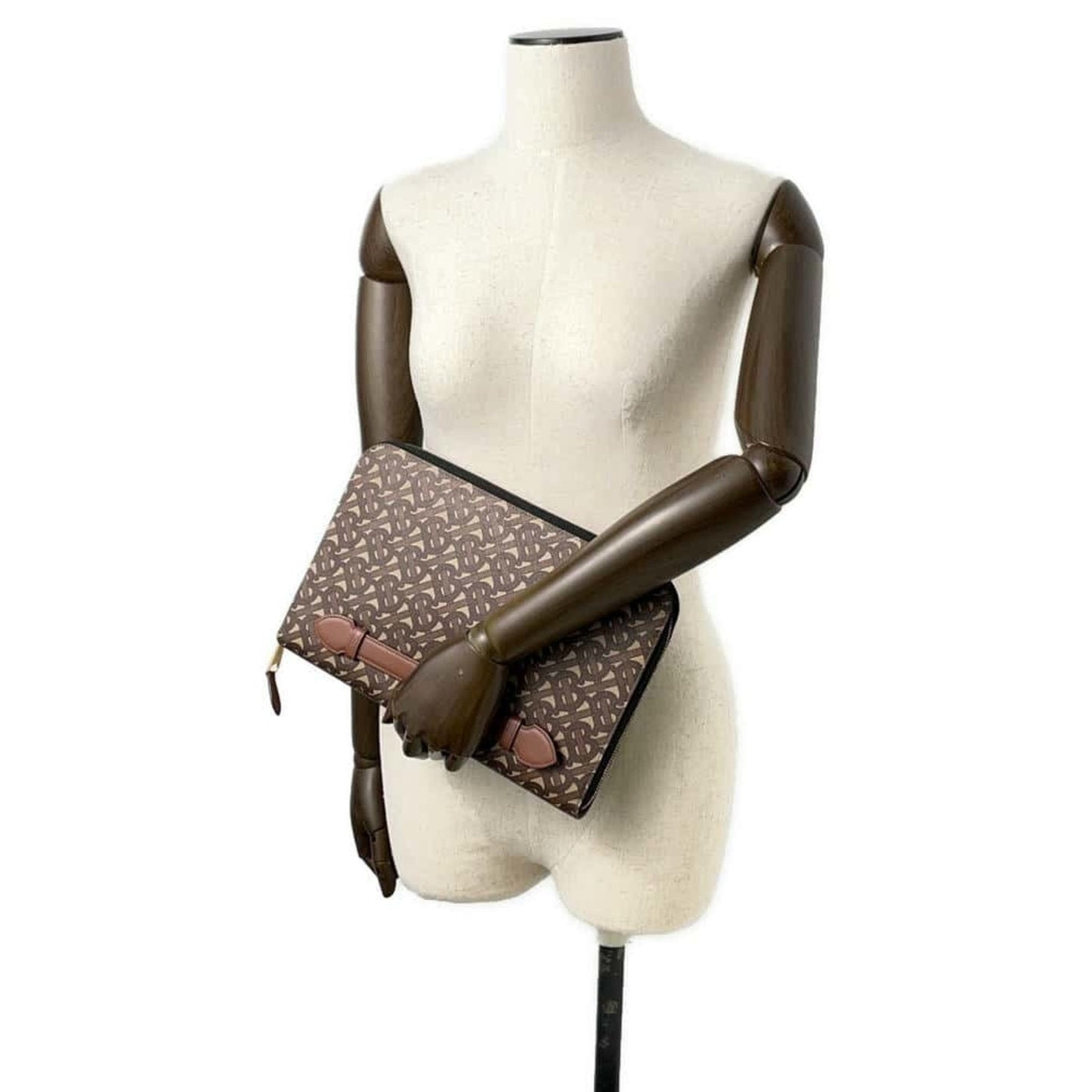 Burberry  Coated Canvas Leather Clutch Bag ()
