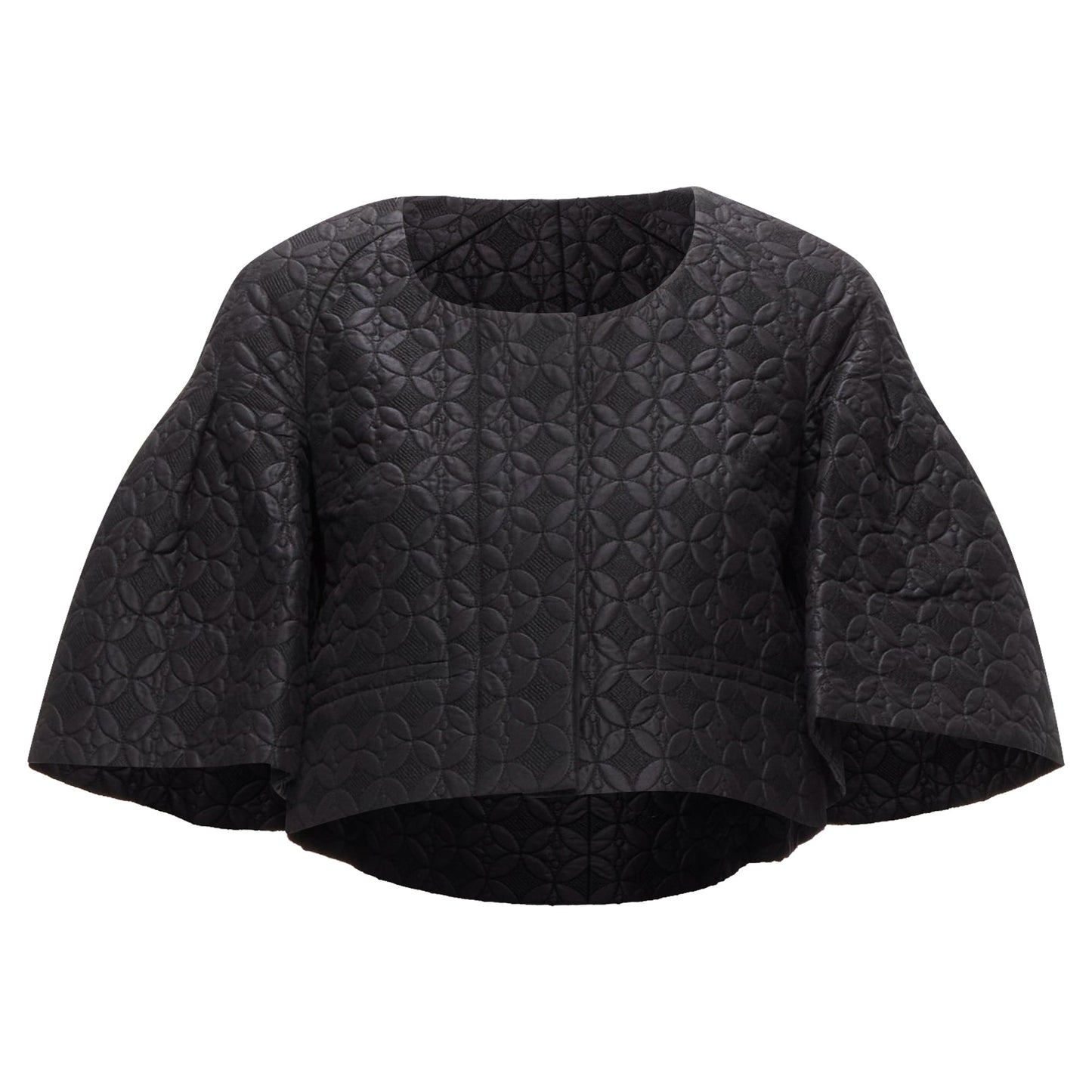 Chloe floral jacquard bell sleeve round neck cropped jacket