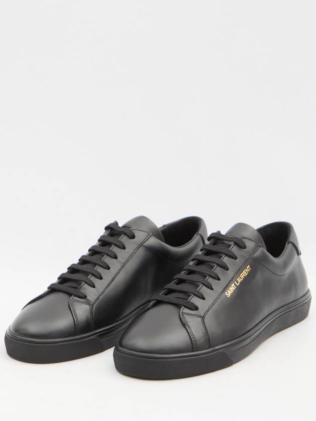 Saint Laurent Andy Embossed Logo Leather Low Top Sneakers Black