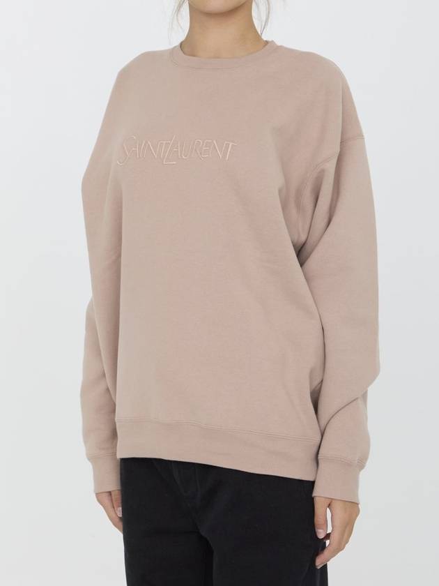 Saint Laurent hooded sweatshirt 802001 Y36SW 9950 NUDE ROSE