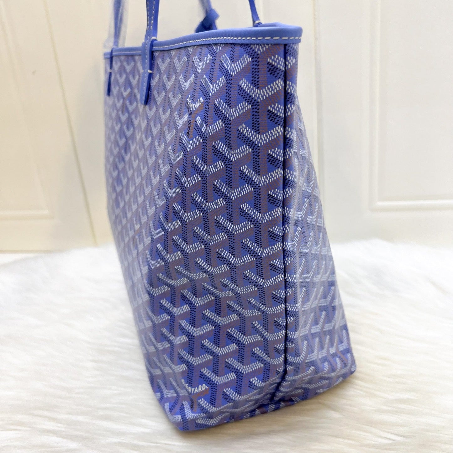 Goyard 2025 Limited Edition Saint Louis PM Tote in Reversible Iris Goyardine Canvas and Floral Cotton / Linen Interior