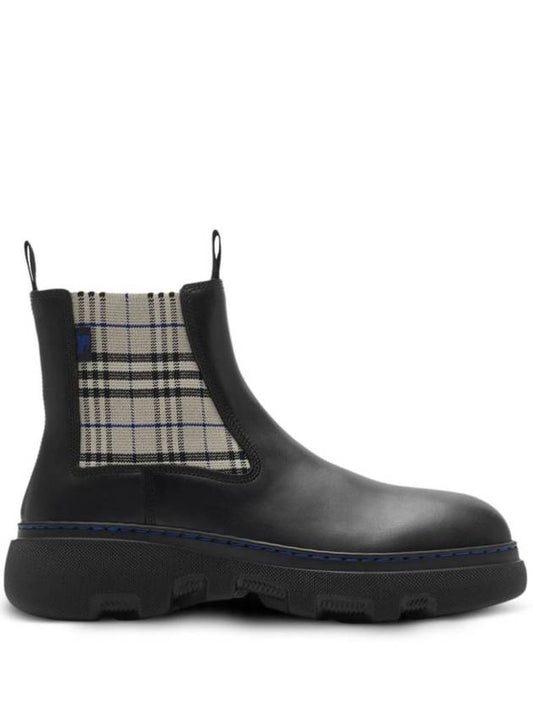 Burberry Creeper Low Leather Chelsea Boots Black Lichen