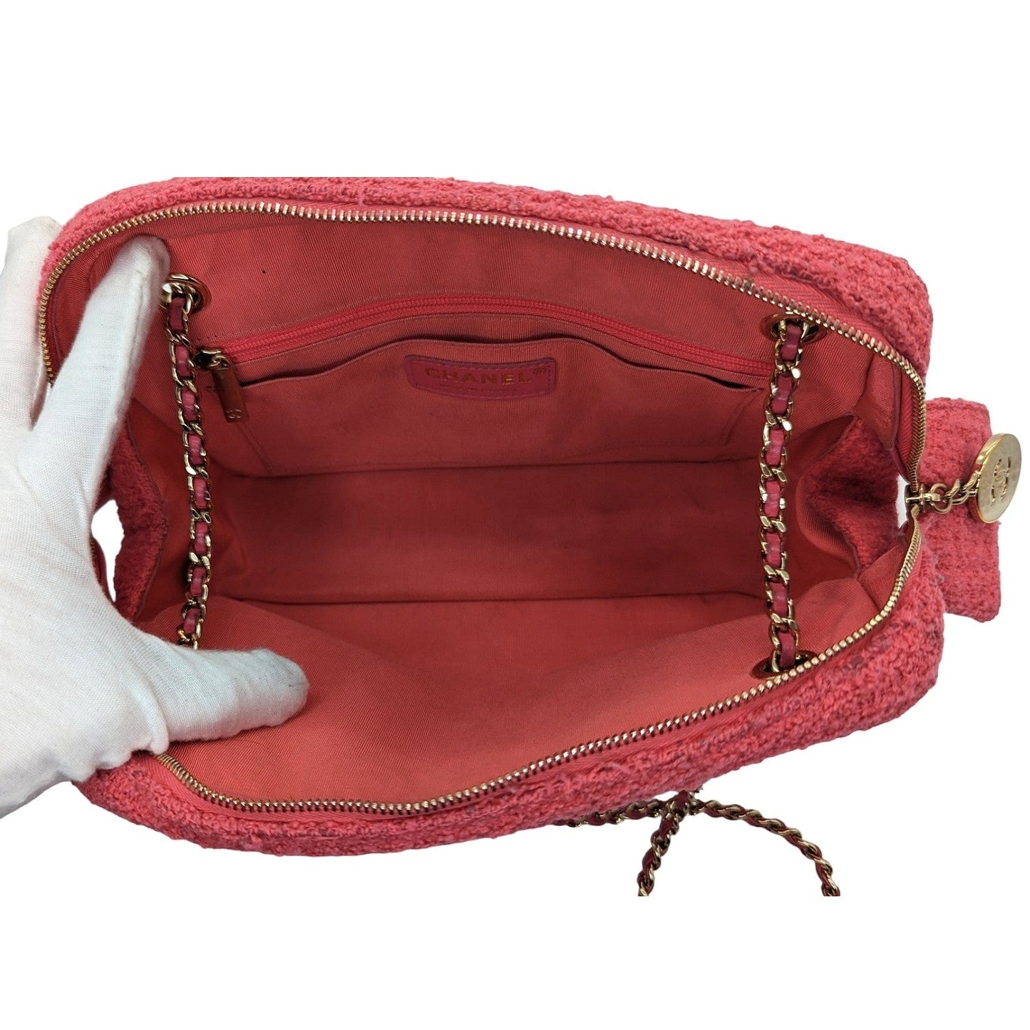 Chanel bag Pink Quilted Tweed CC Camera Case