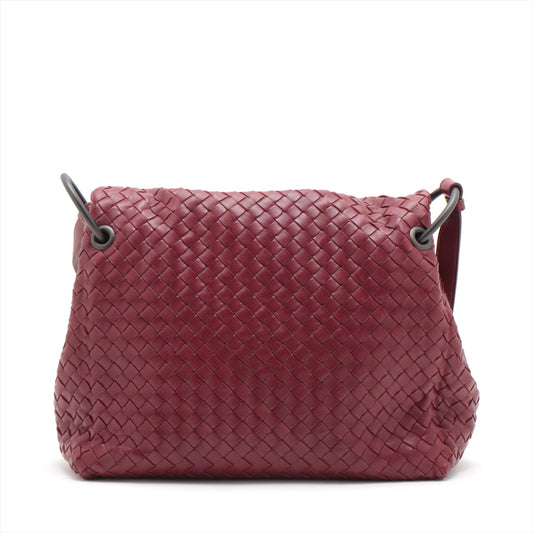 Bottega Veneta  Intercharted Leather Shoulder Bag Bordeaux