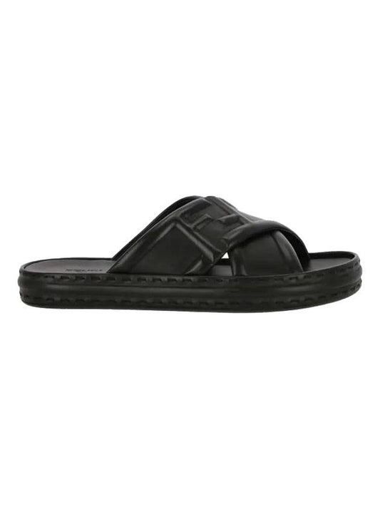 Fendi FF Logo Cross Slippers Black