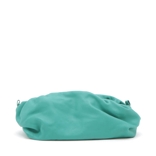 Bottega Veneta  The Chain Pouch Leather Backpack Blue Shelter Strap out