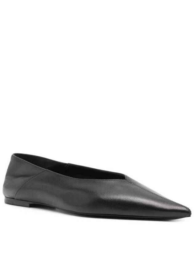 Saint Laurent Point Toe Leather Flats Black