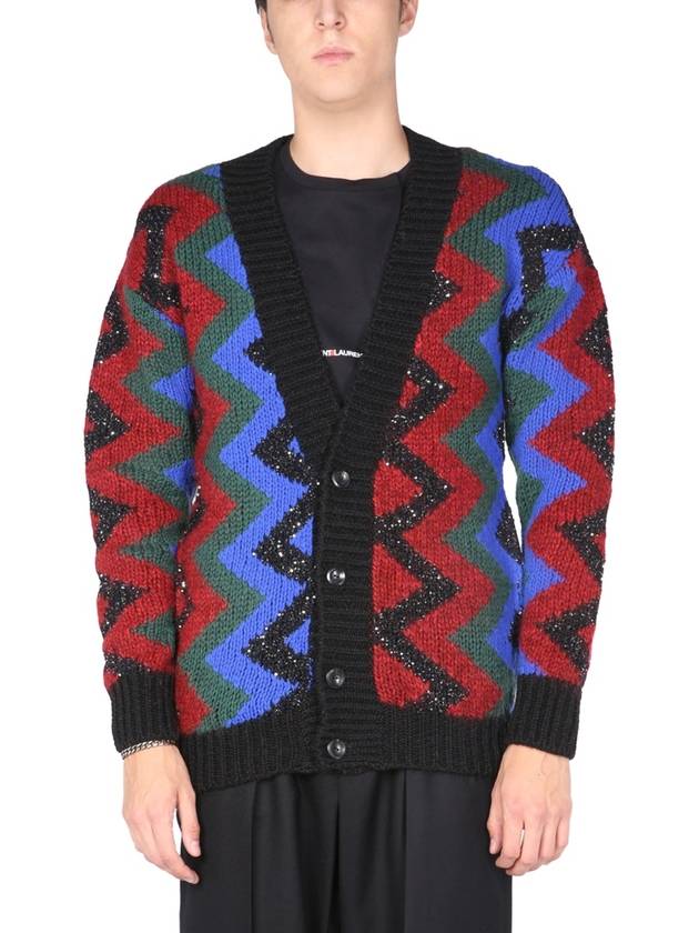 Saint Laurent Men's Wool Blend Jacquard Cardigan