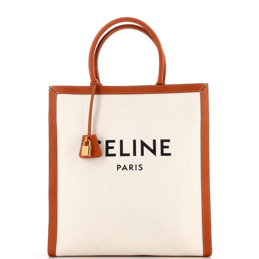 Celine Vertical Cabas Tote Canvas with Leather Large