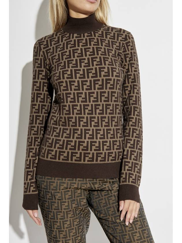 Fendi FF Cotton Turtleneck Brown