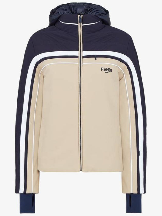 Fendi Ski High Neck Hooded Jacket Beige