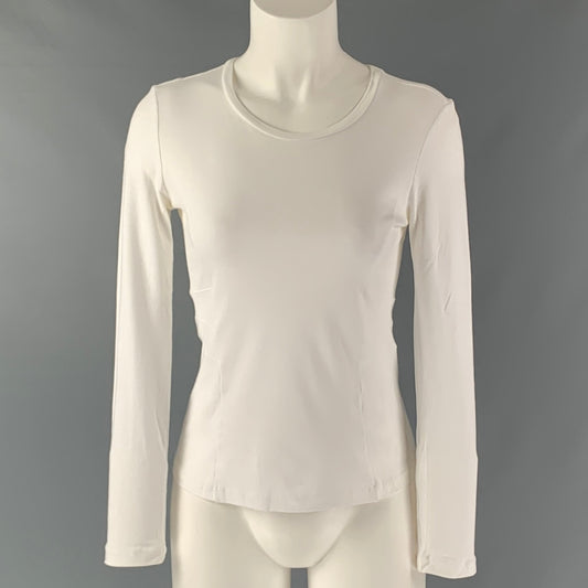 PRADA Size S White Cotton Solid Long Sleeve Casual Top