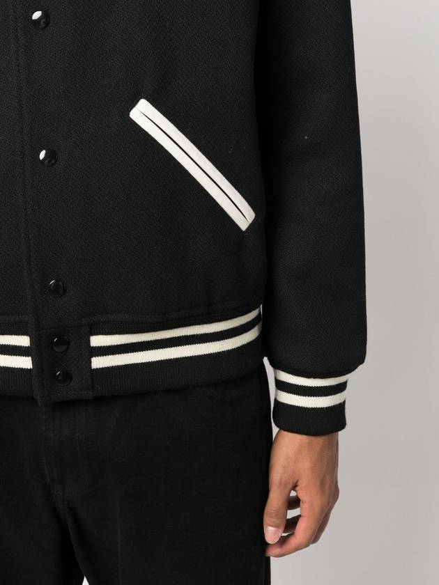 Saint Laurent Teddy Bomber Jacket in Wool Black White