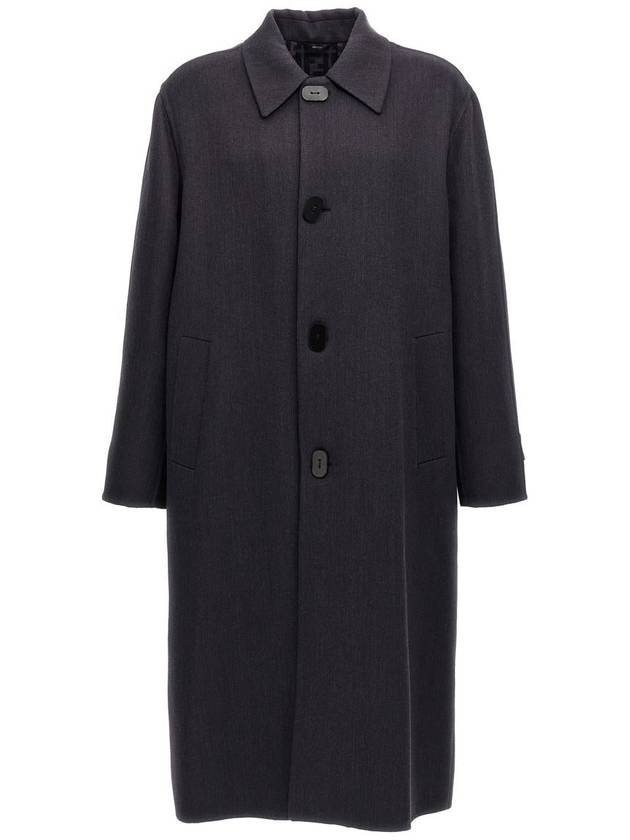 Fendi Wool Double Fabric Single Coat Blue