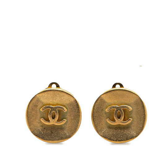 Chanel Vintage Coco Mark Earrings Gold