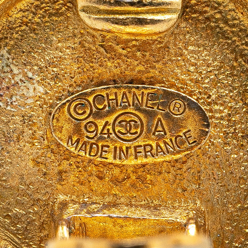 Chanel Vintage Coco Mark Earrings Gold