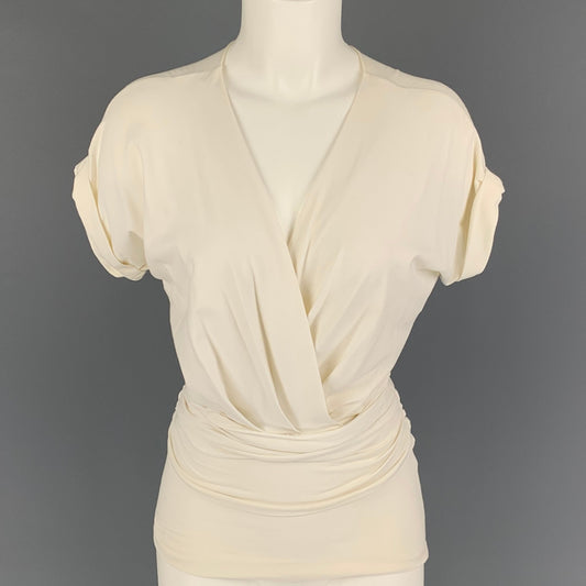 PRADA Size S Cream Cotton Short Sleeve Casual Top