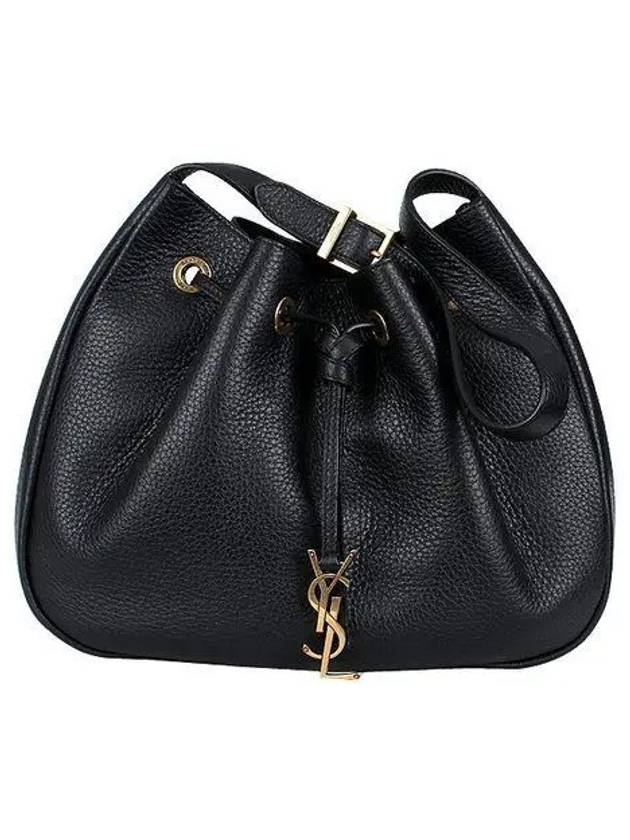Saint Laurent Paris VII Hobo Grained Leather Shoulder Bag Black