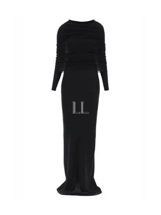 Balenciaga Double Layer Ribbed Long Dress Black
