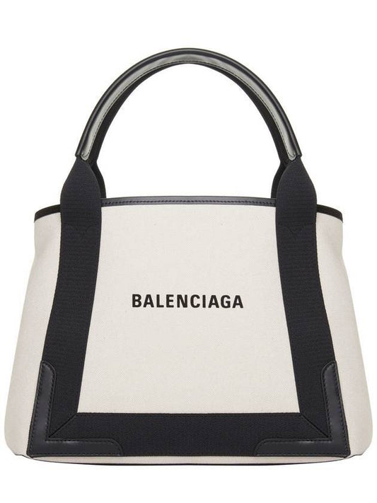 Balenciaga Cabas Logo Canvas Small Tote Bag Black