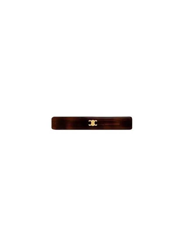 CELINE Triomphe Hair Clip Dark Havana