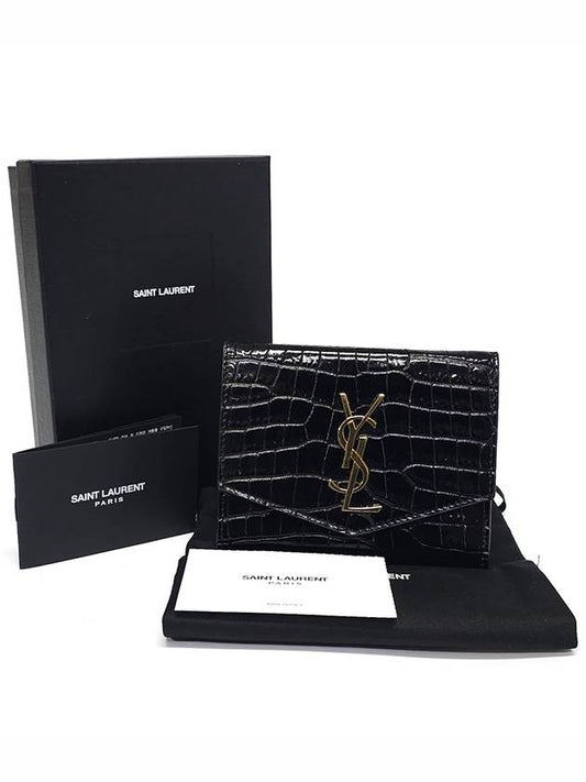 Saint Laurent 582296 Crocodile embossed uptown shiny wallet