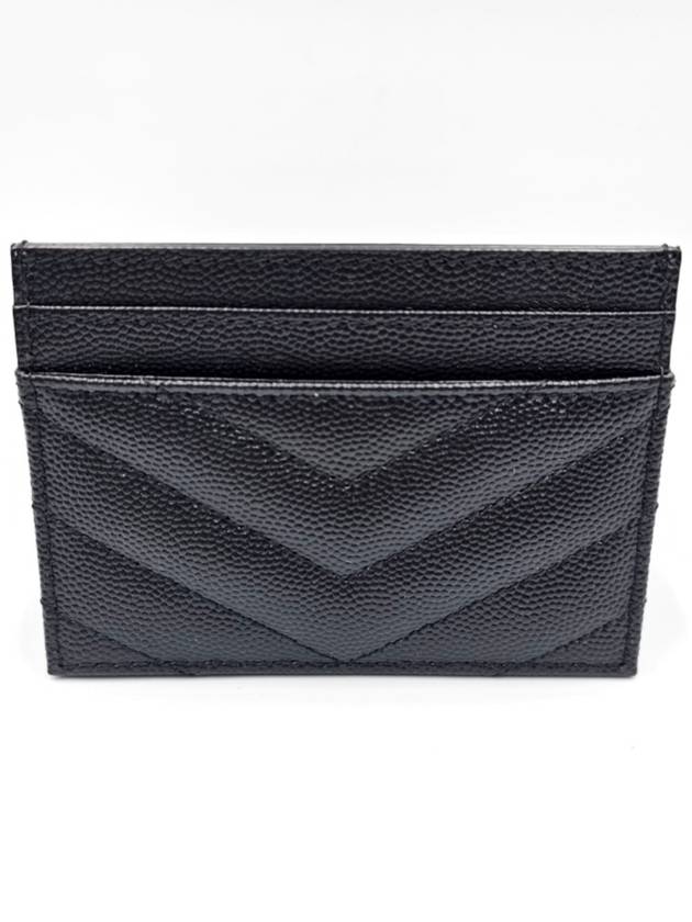 Saint Laurent Gold Hardware Matelasse Caviar Leather Card Wallet Black
