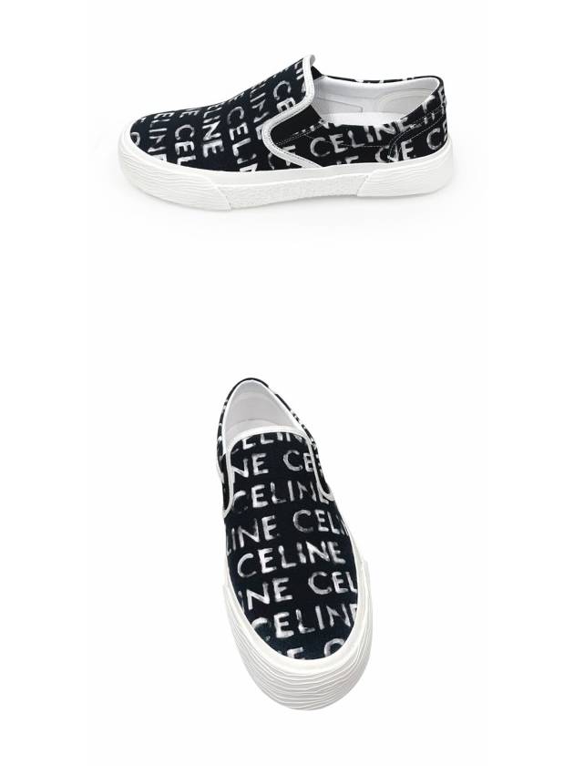 CELINE Elliott Celine Print Canvas Slips-On Black