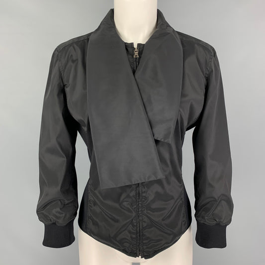 PRADA Size L Black Mixed Fabricd Zip Up Reversible Jacket