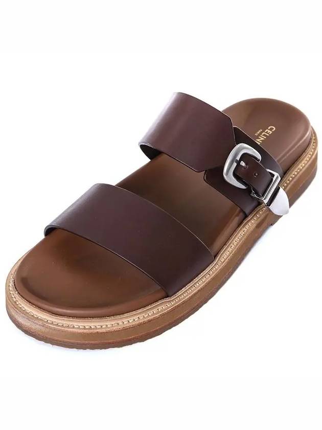 CELINE Tippi Calfskin Vegetal Tanning Slippers Dark Brown