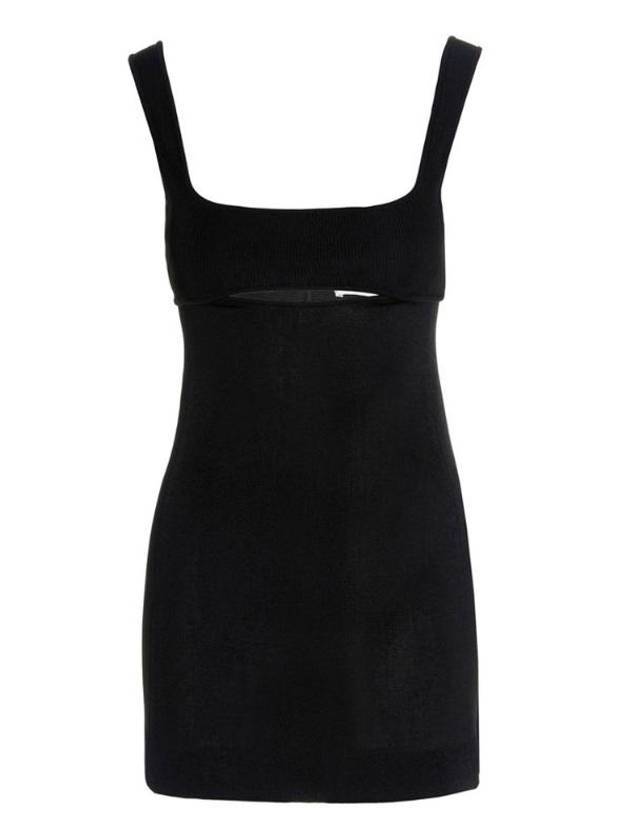 Saint Laurent middle cutout sleeveless H-line short dress black