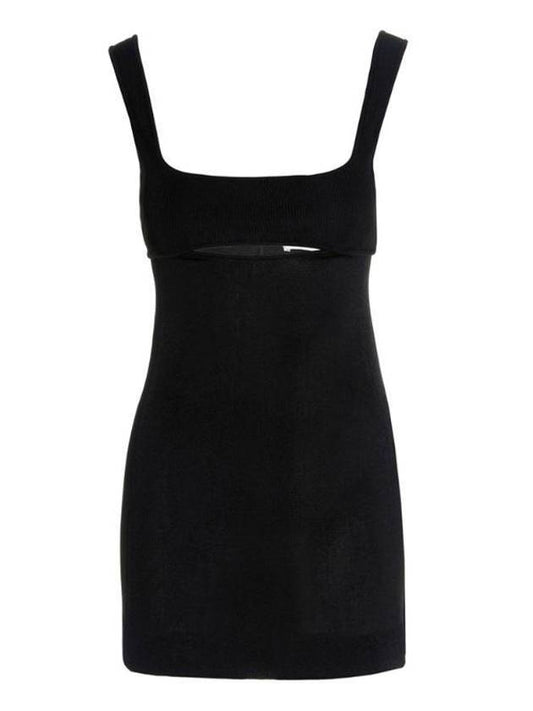 Saint Laurent middle cutout sleeveless H-line short dress black