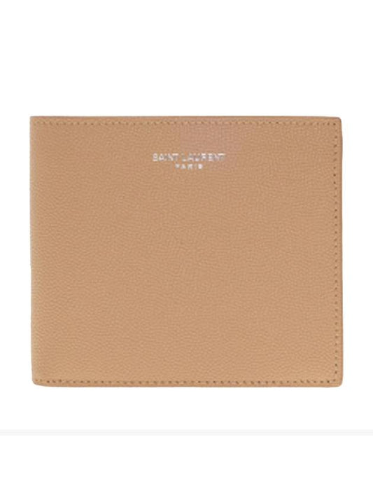Saint Laurent East West Leather Half Wallet Teak Wood