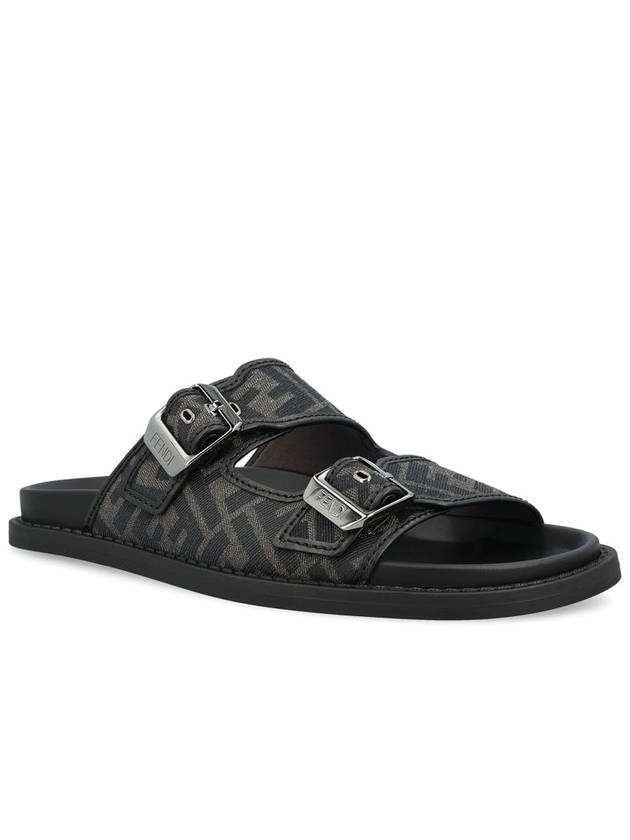 Fendi Men's Peel Jacquard Fabric Sandals Black