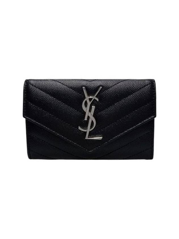 Saint Laurent 414404 Monogram Envelope Silver Logo Card Business Holder