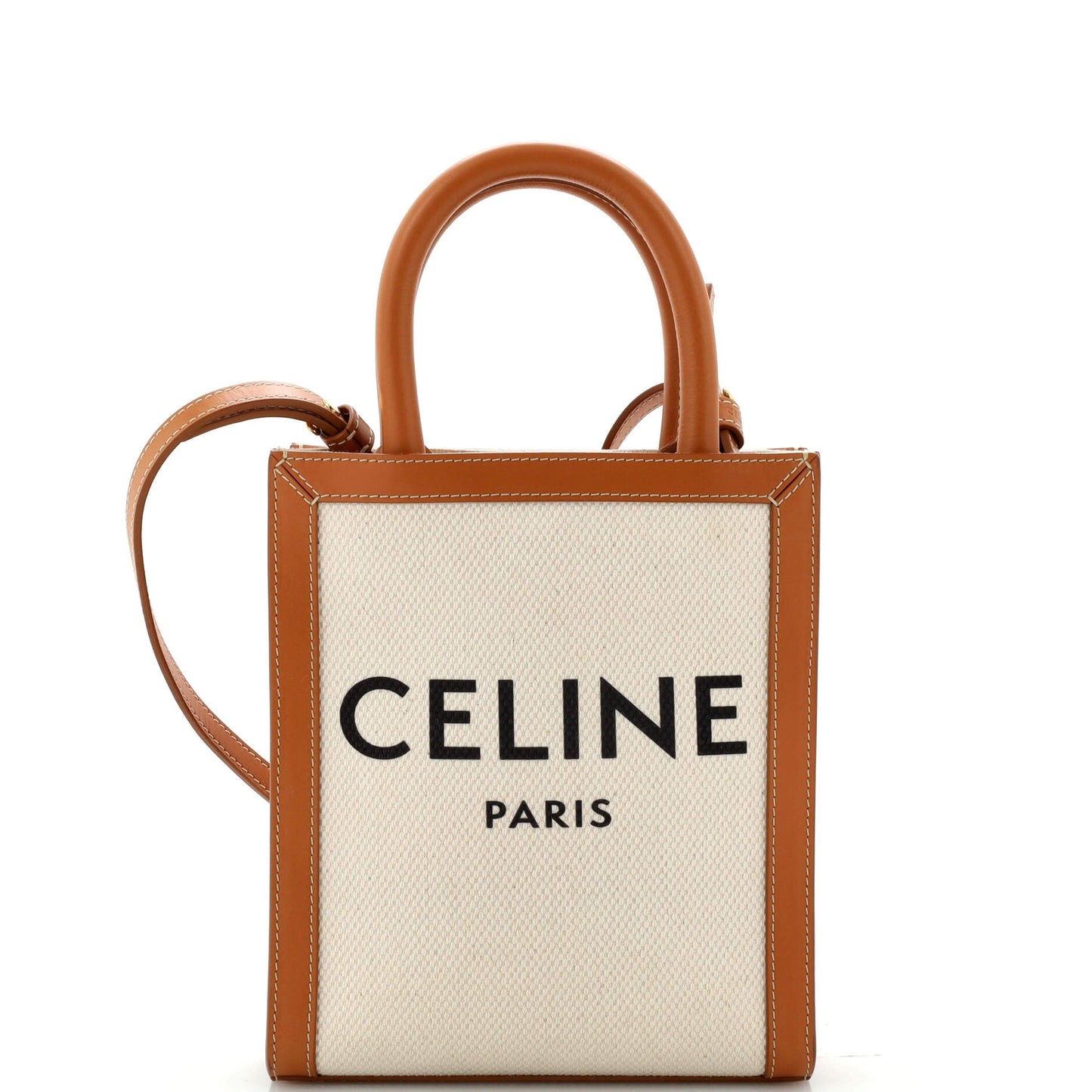 Celine Vertical Cabas Tote Canvas with Leather Mini