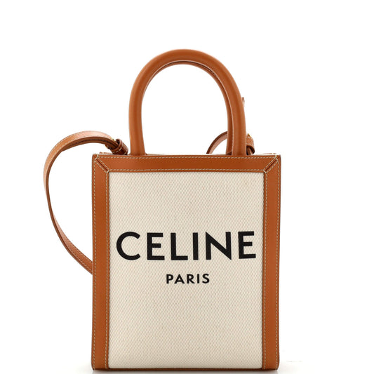 Celine Vertical Cabas Tote Canvas with Leather Mini