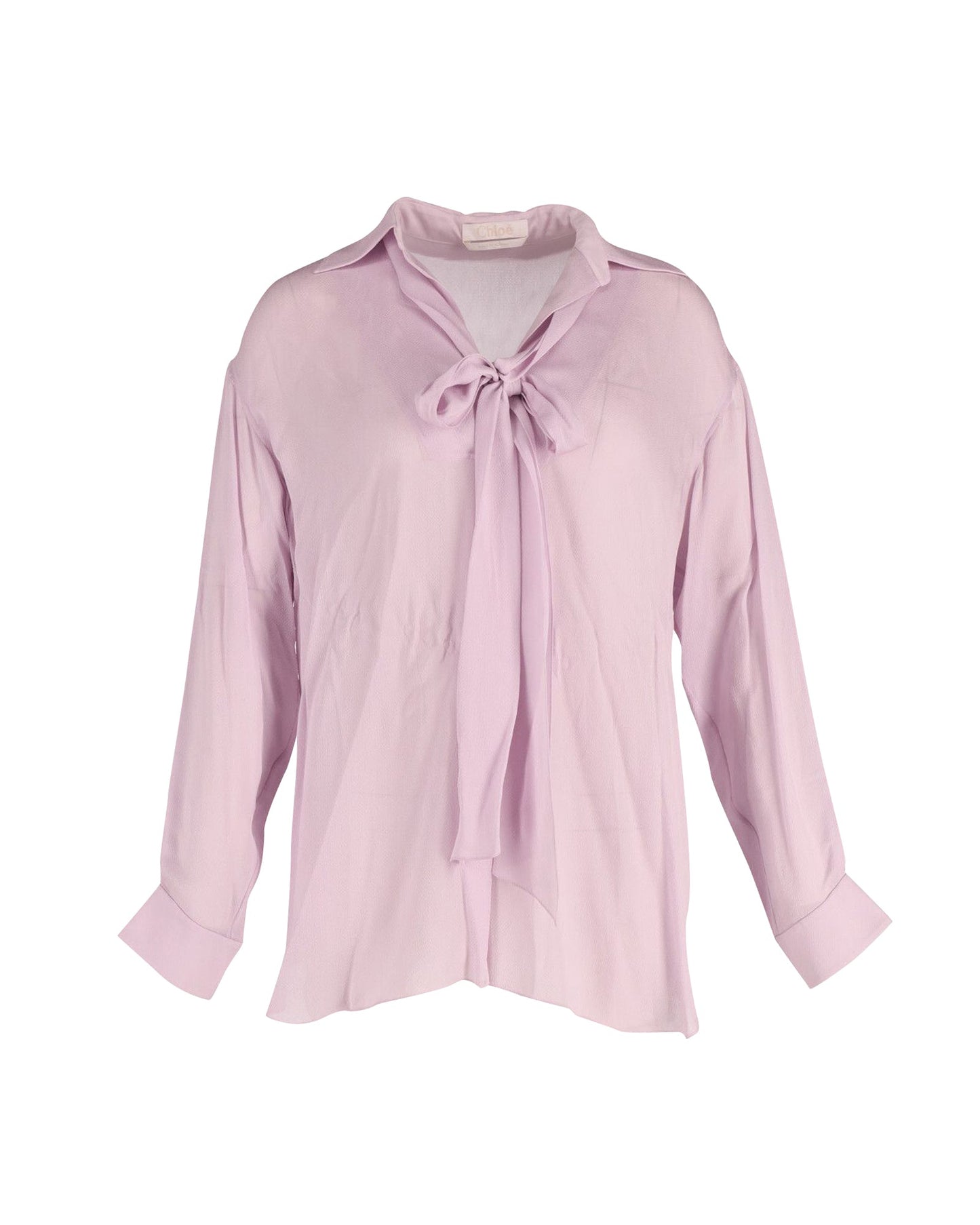 Chloe Tie Neck Long Sleeve Blouse in Lilac Viscose