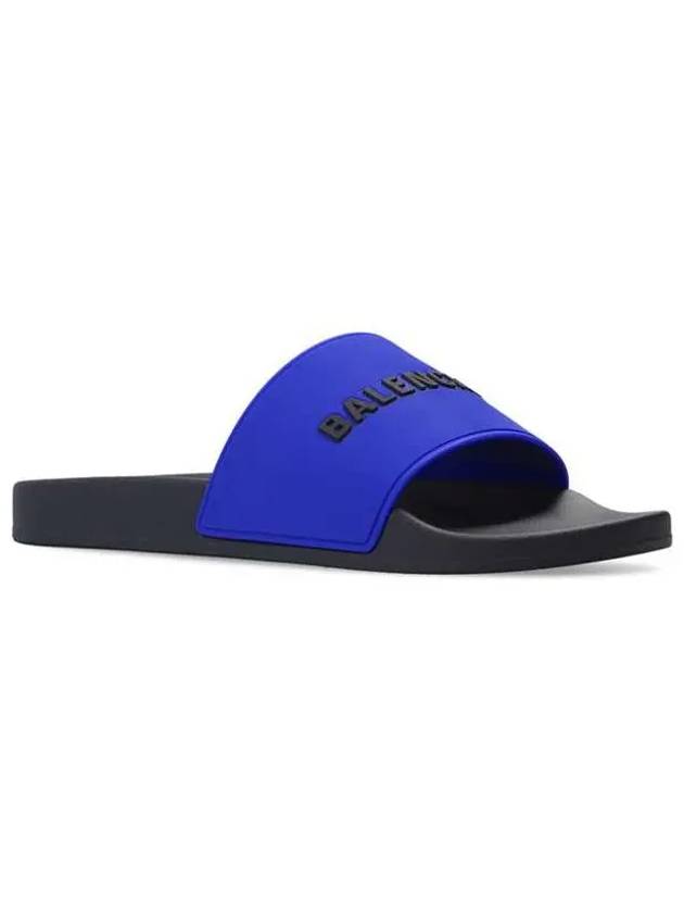 Balenciaga Logo Pool Slippers Navy